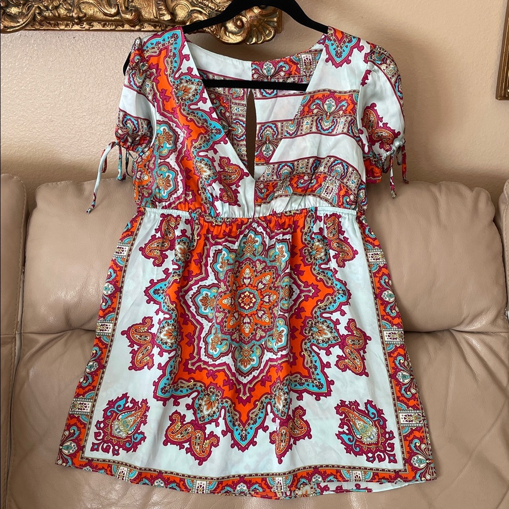 NWOT Alice & Trixie Multicolor Paisley Luxurious Silk Baby Doll Top Blouse L - Picture 11 of 12